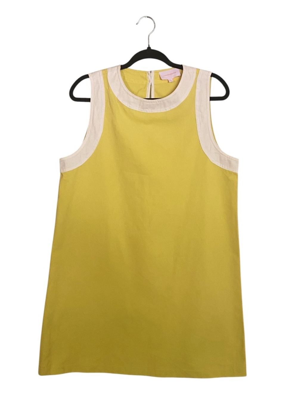 Love Wednesday Yellow White Sleeveless Shift Dress Womens Size Large NWT Cotton